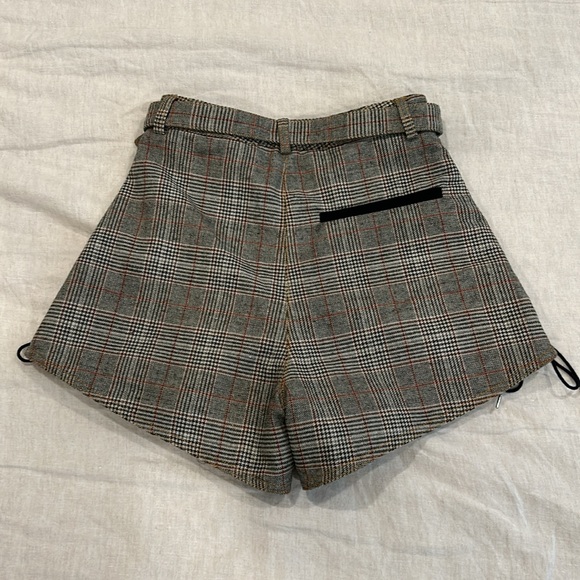 Self Portrait High Waist Checked Double Zip Shorts Size US 2/ UK 6  Brown Color - Picture 2 of 11